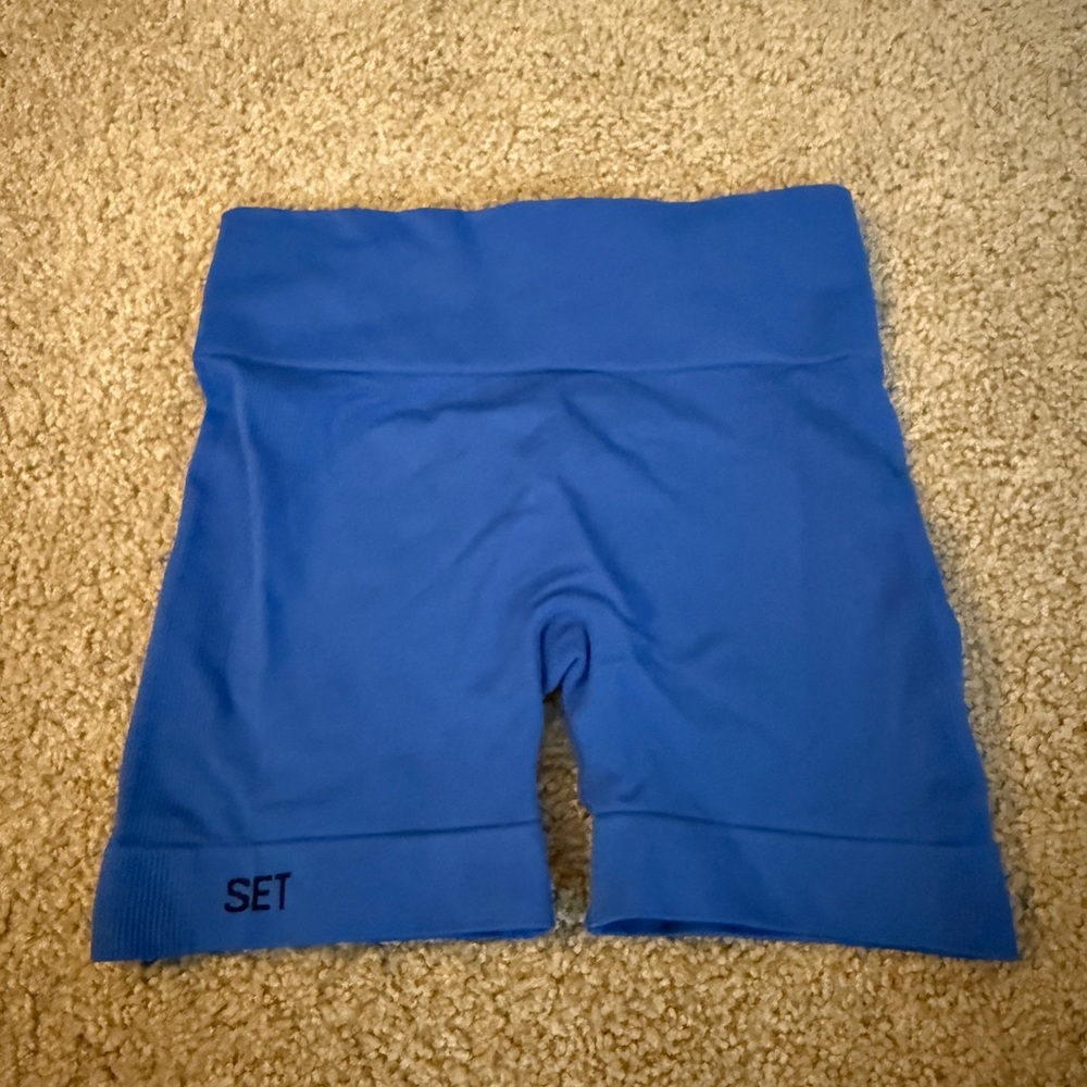 SET Active High-Rise Seamless Bike Shorts in Bright Blue - Picture 2 of 5